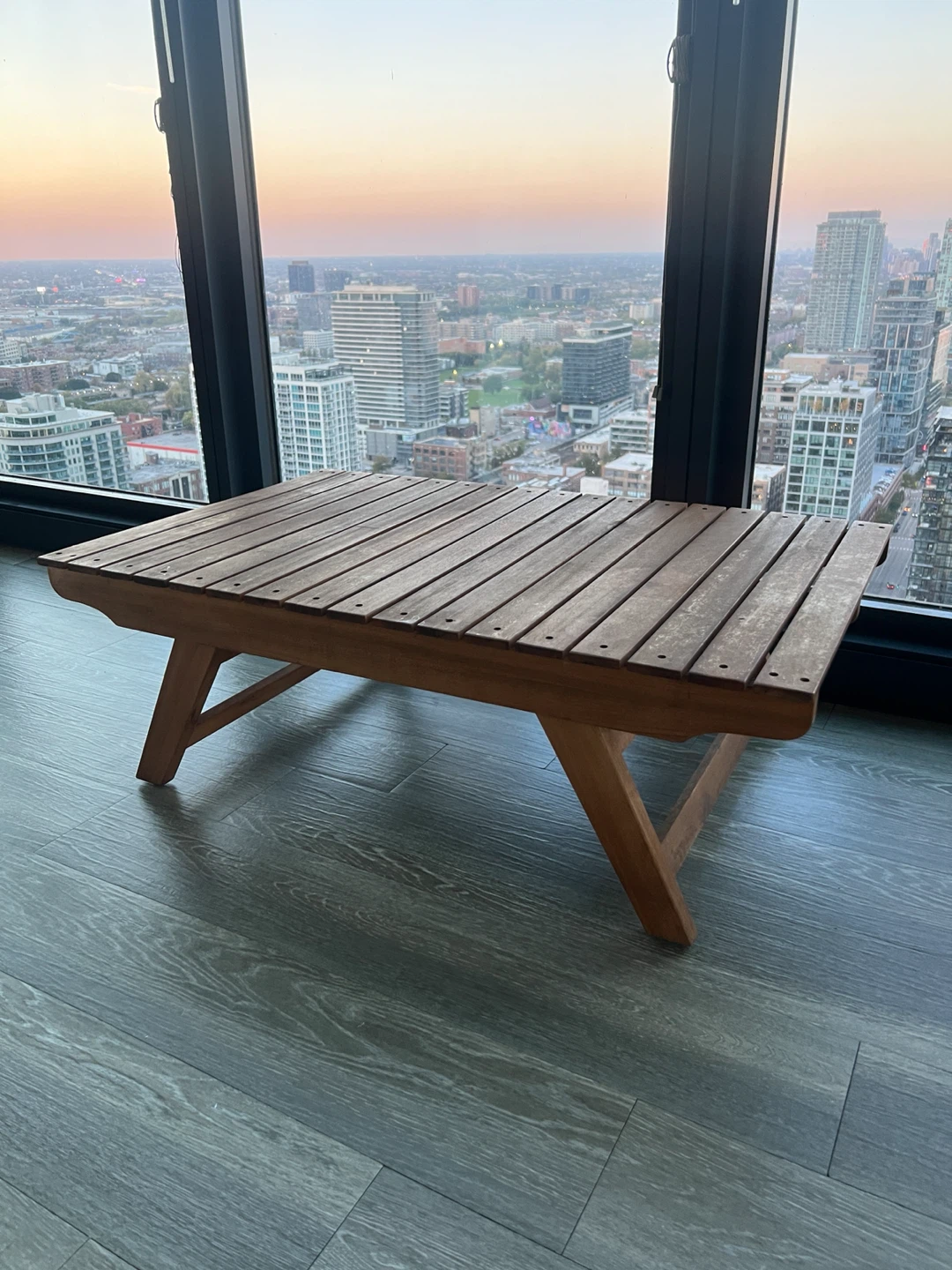 Outdoor wood coffee table