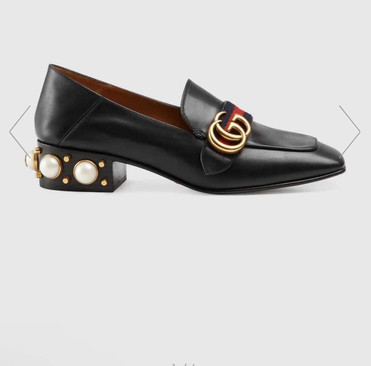 Authentic Gucci Pearl-Embellished Leather Loafers - photo 5