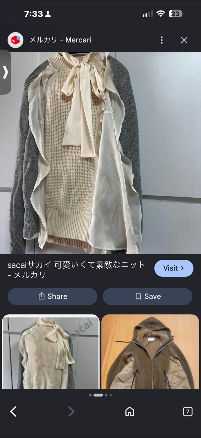 Sacai Knit and Chiffon Ruffle Sweater