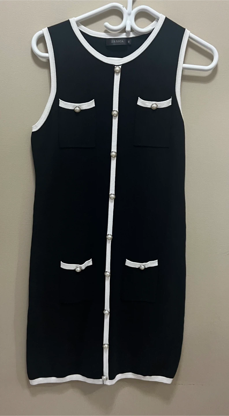 Zesica Black and White Knit Dress