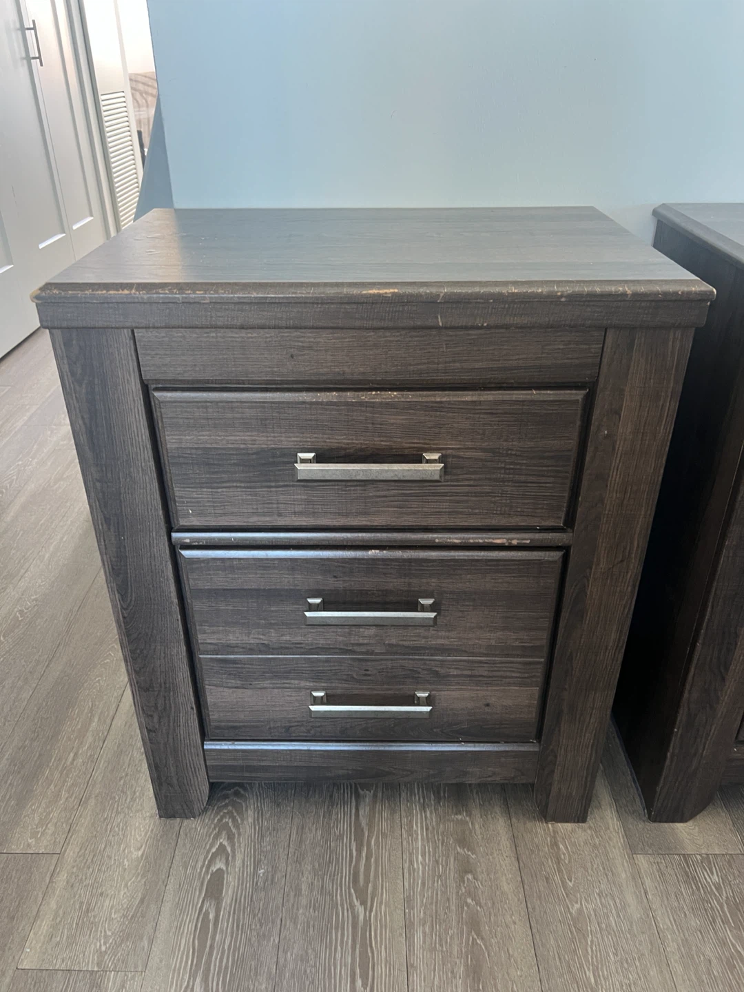 Two Dark Wood Nightstands - photo 2
