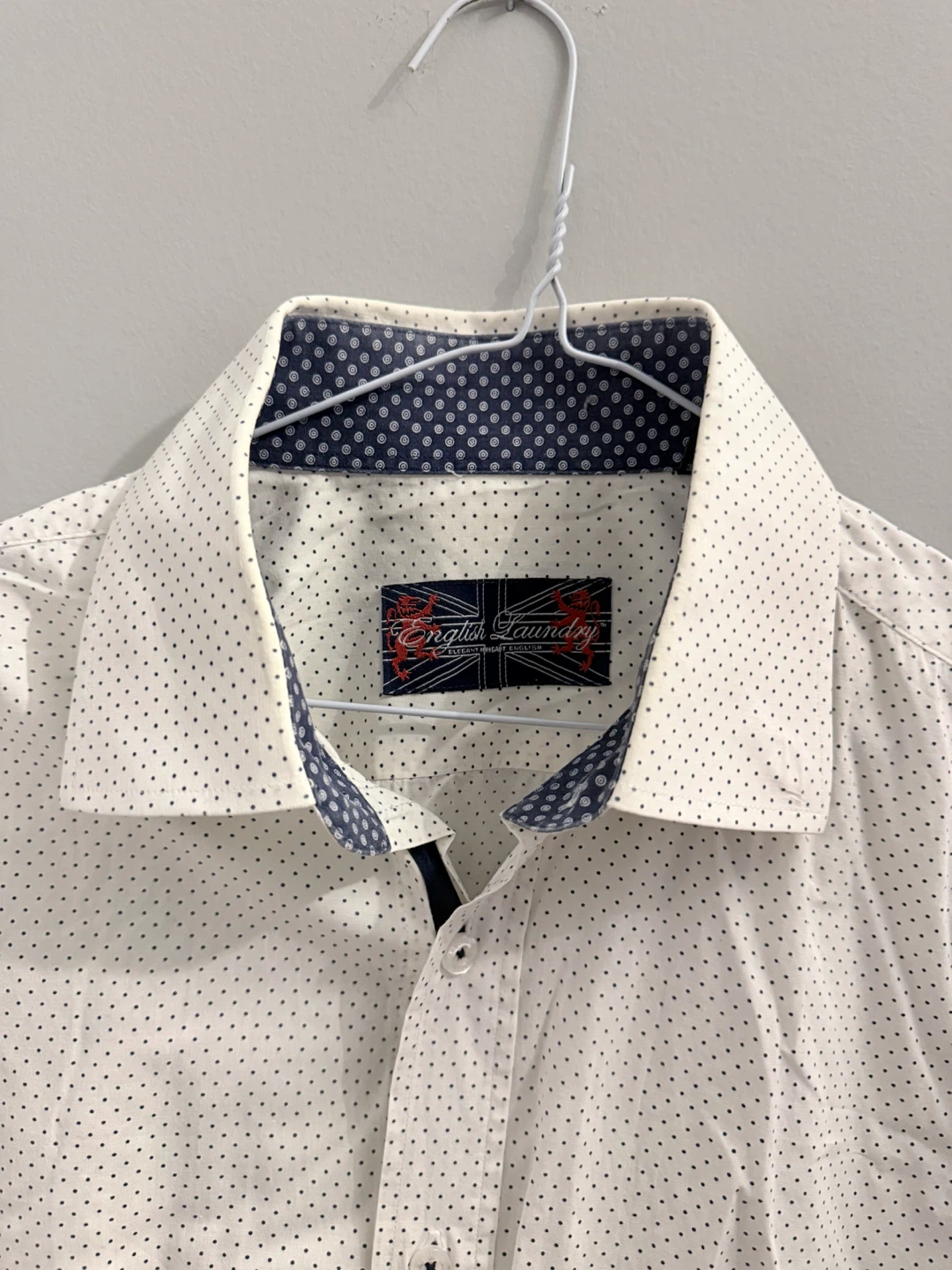 English Laundry Men's Polka Dot Dress Shirt+Contrast Cuffs - L - photo 2