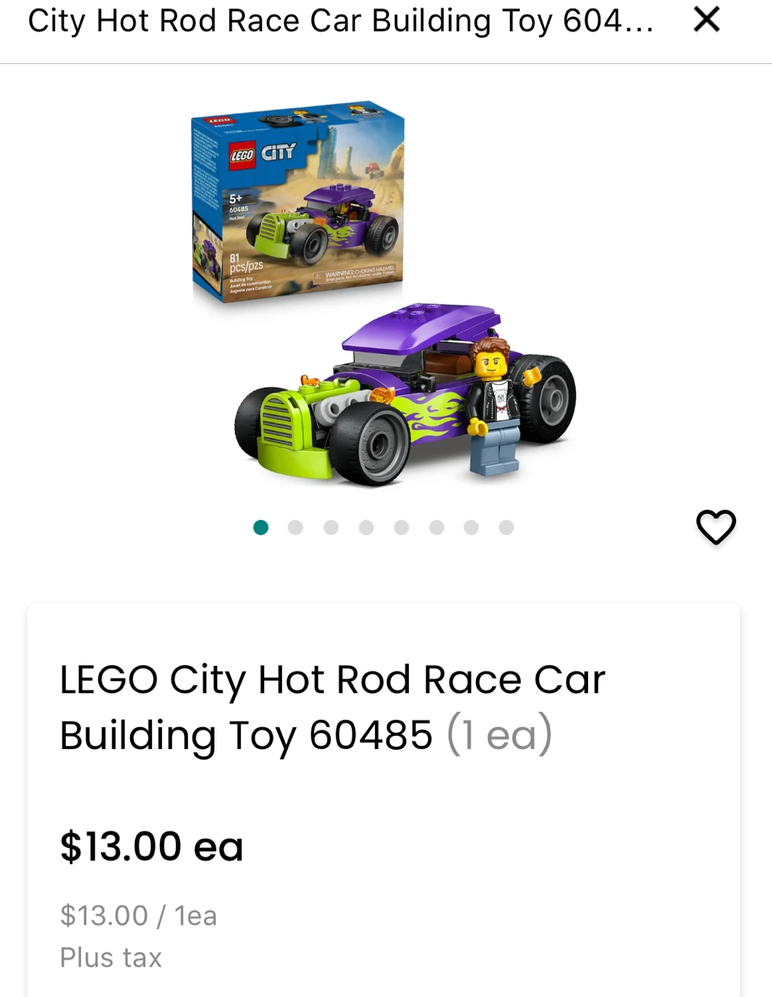 LEGO City Hot Rod Race Car Building Toy 60485 each (firm price) - photo 2