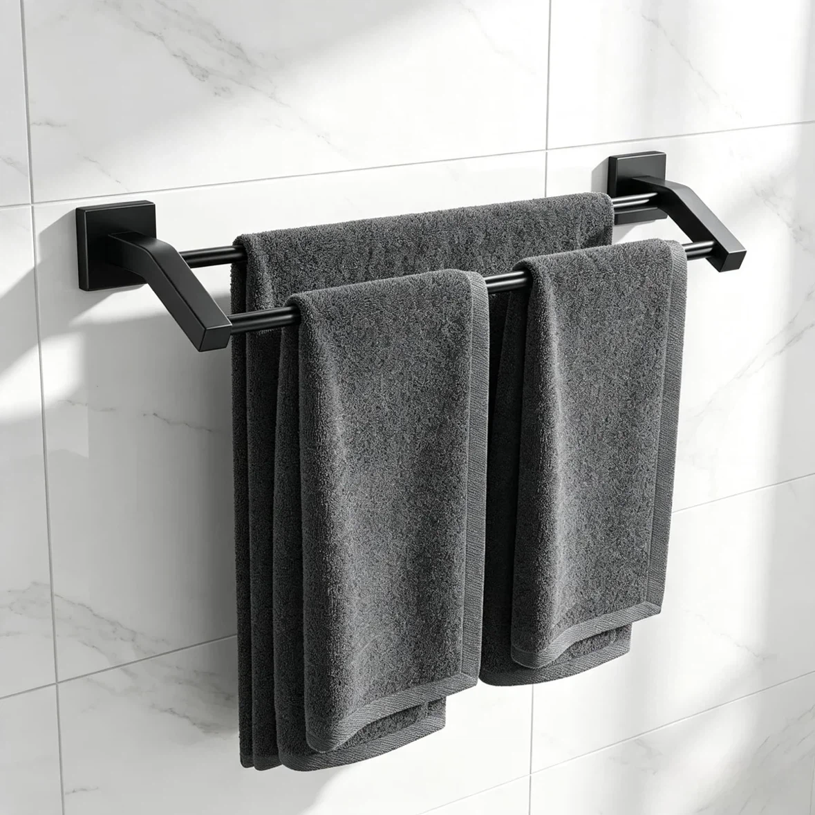 Double Towel Bar, Matte Black, 24” Towel Rack for Bathroom NEW - photo 2