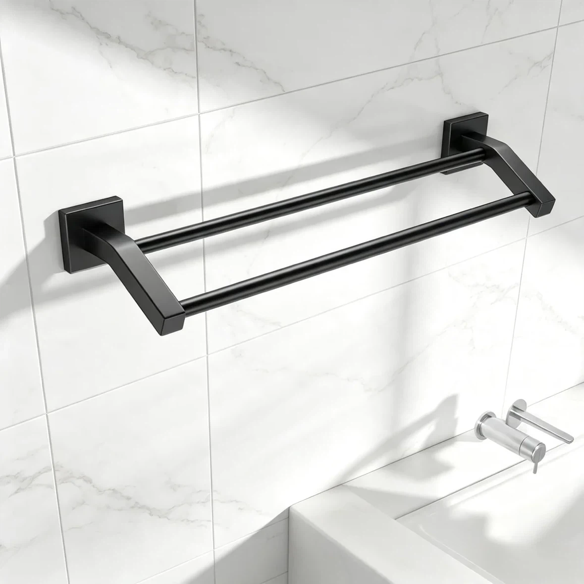 Double Towel Bar, Matte Black, 24” Towel Rack for Bathroom NEW - photo 4