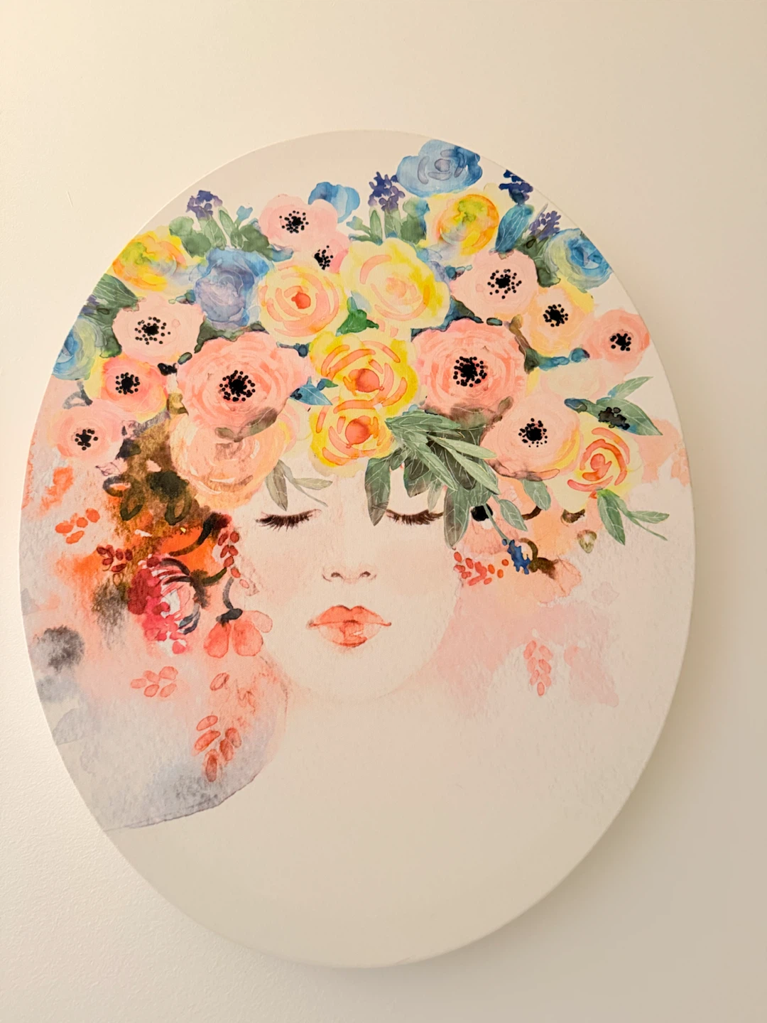 Floral Portrait Oval Canvas Art