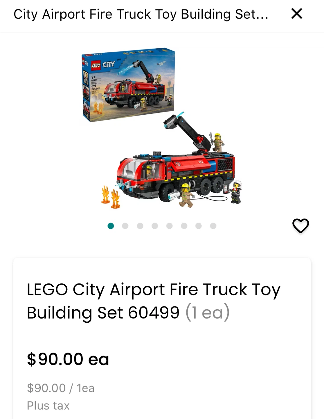 LEGO City Airport Fire Truck Toy Building Set 60499 - photo 2