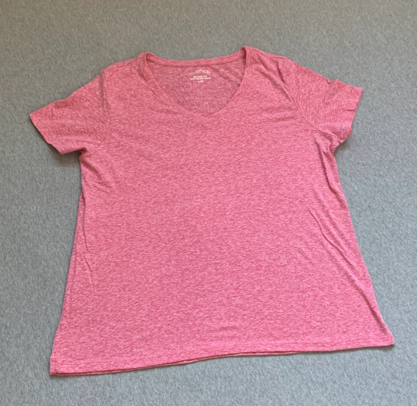 Dark Pink Relaxed V-Neck T-Shirt - Size Large