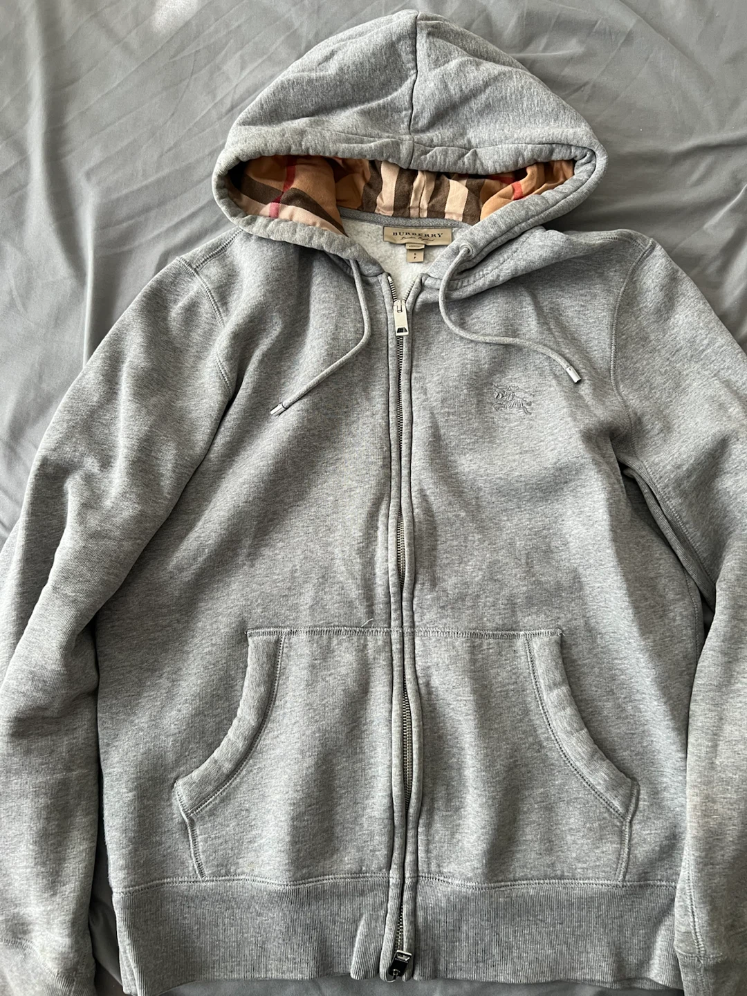 Burberry Grey Zip-Up Hoodie
