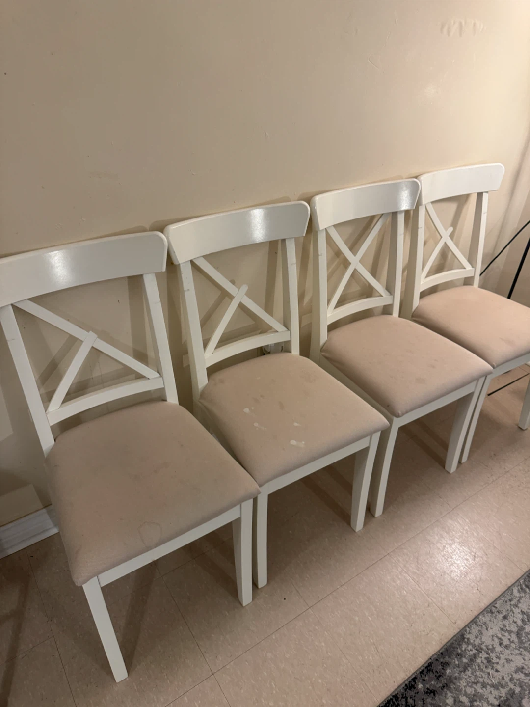 Set of 4 white IKEA Ingolf chairs