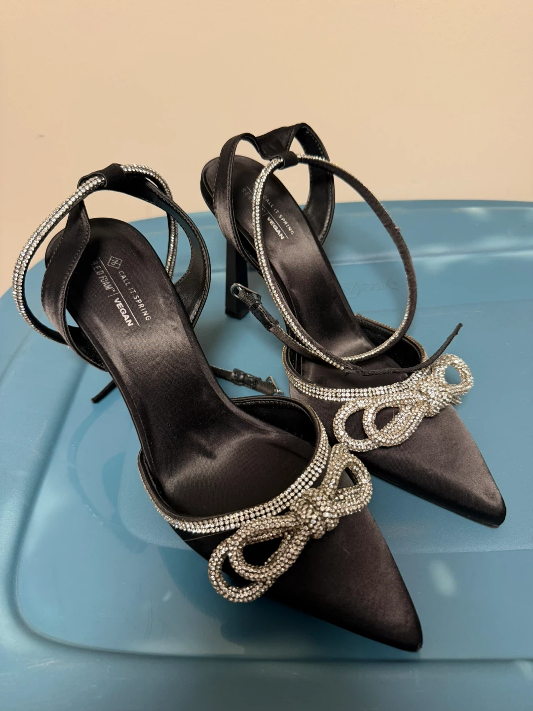 Call It Spring Black Rhinestone Heels