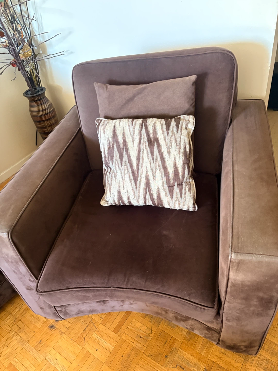 Brown Velvet Sofa with Studded Detail - photo 3