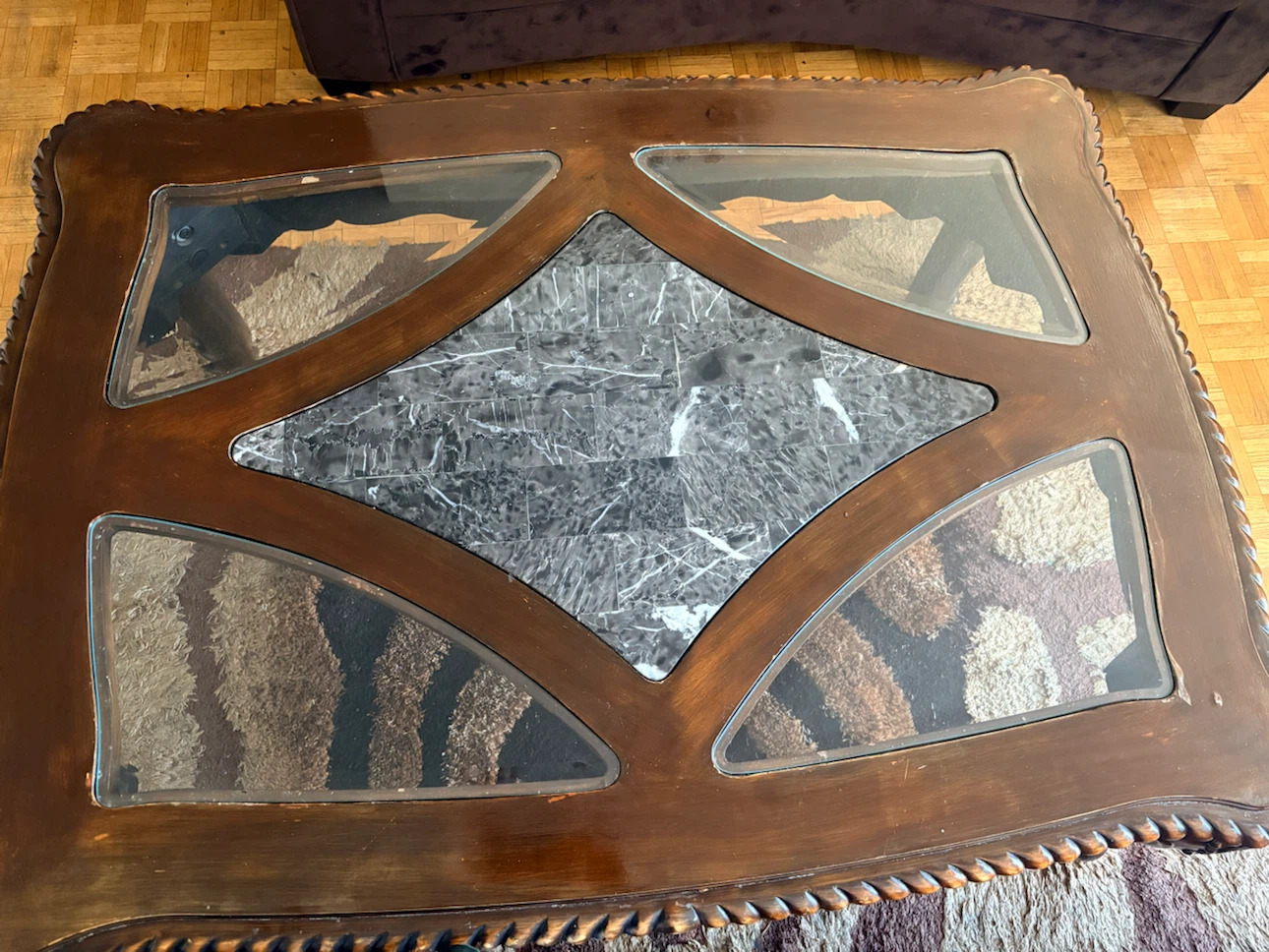 Vintage Style Wood and Marble Coffee Table - photo 2