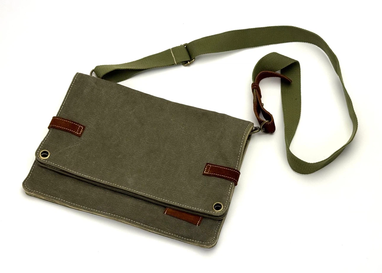 Olive Canvas Crossbody Messenger Bag