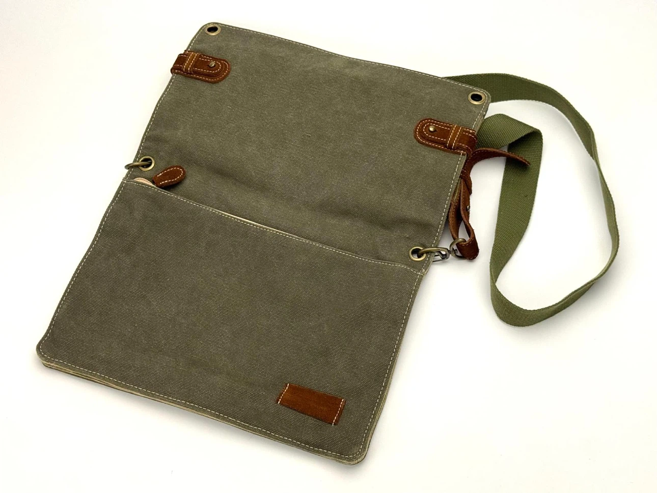 Olive Canvas Crossbody Messenger Bag - photo 2