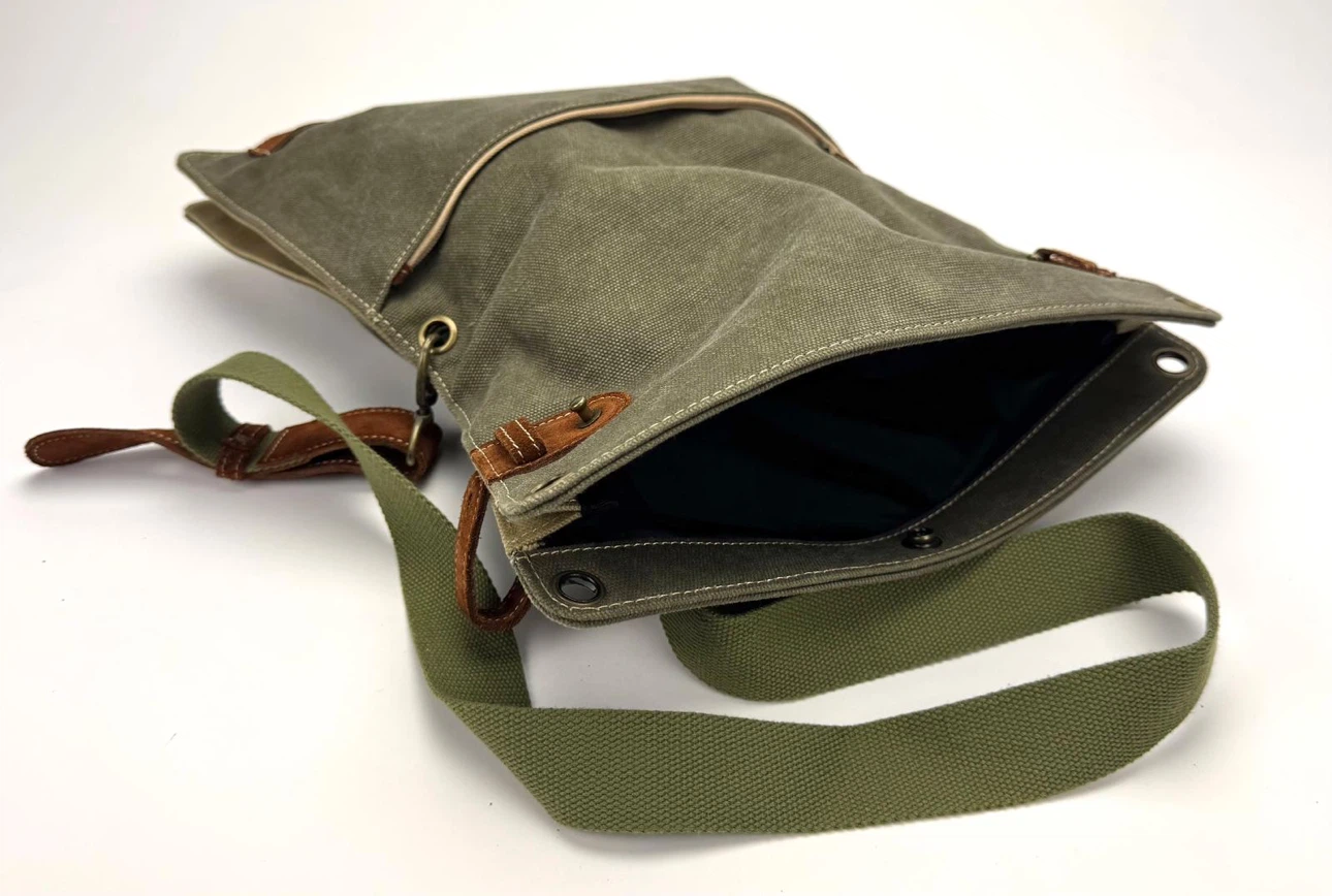 Olive Canvas Crossbody Messenger Bag - photo 3