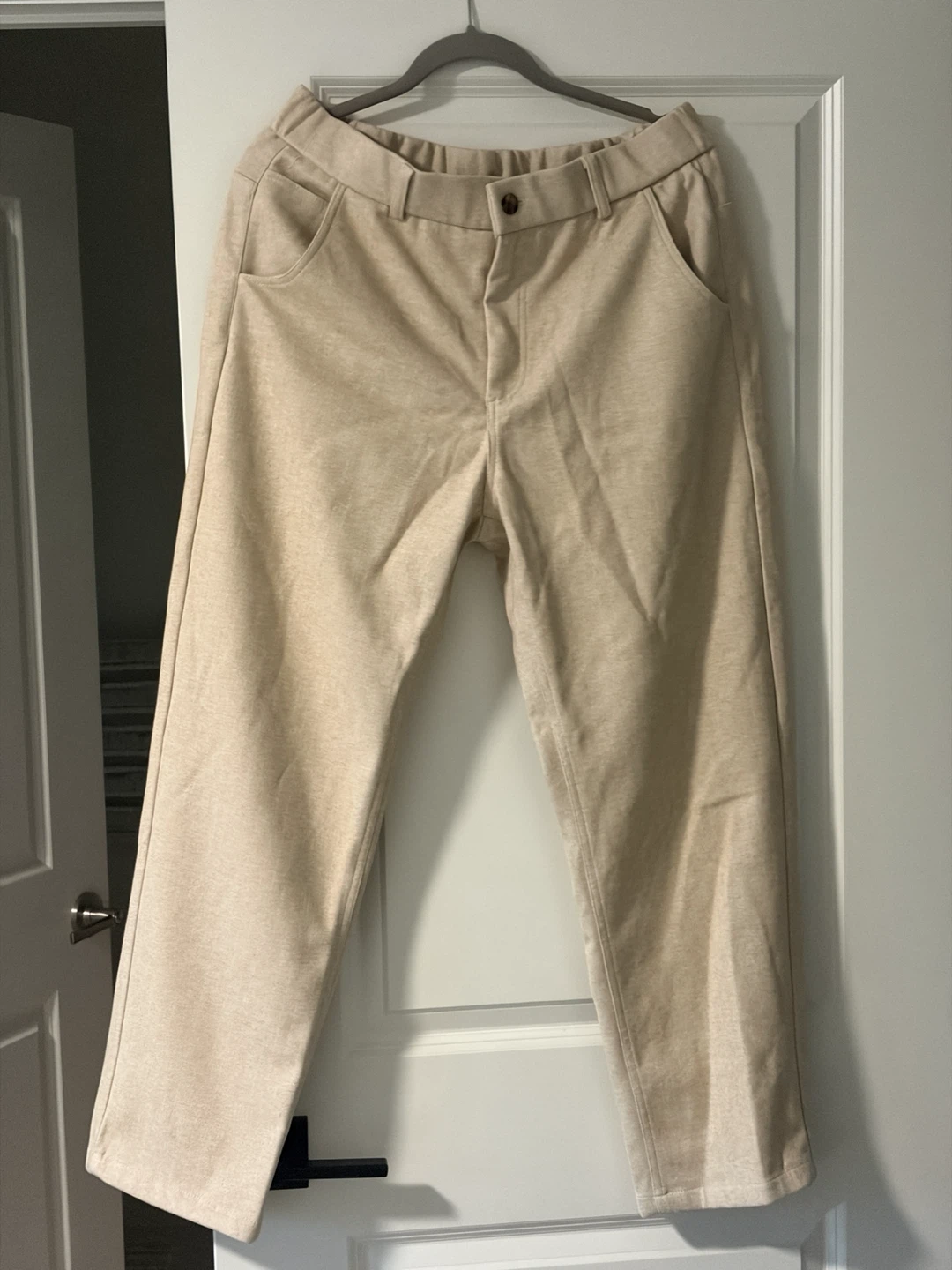 Beige Herringbone Pants