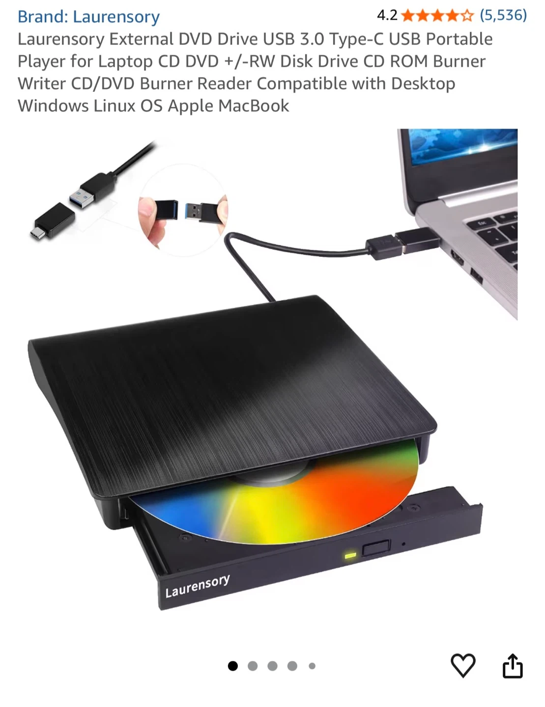 Laurensory External USB 3.0 DVD Drive