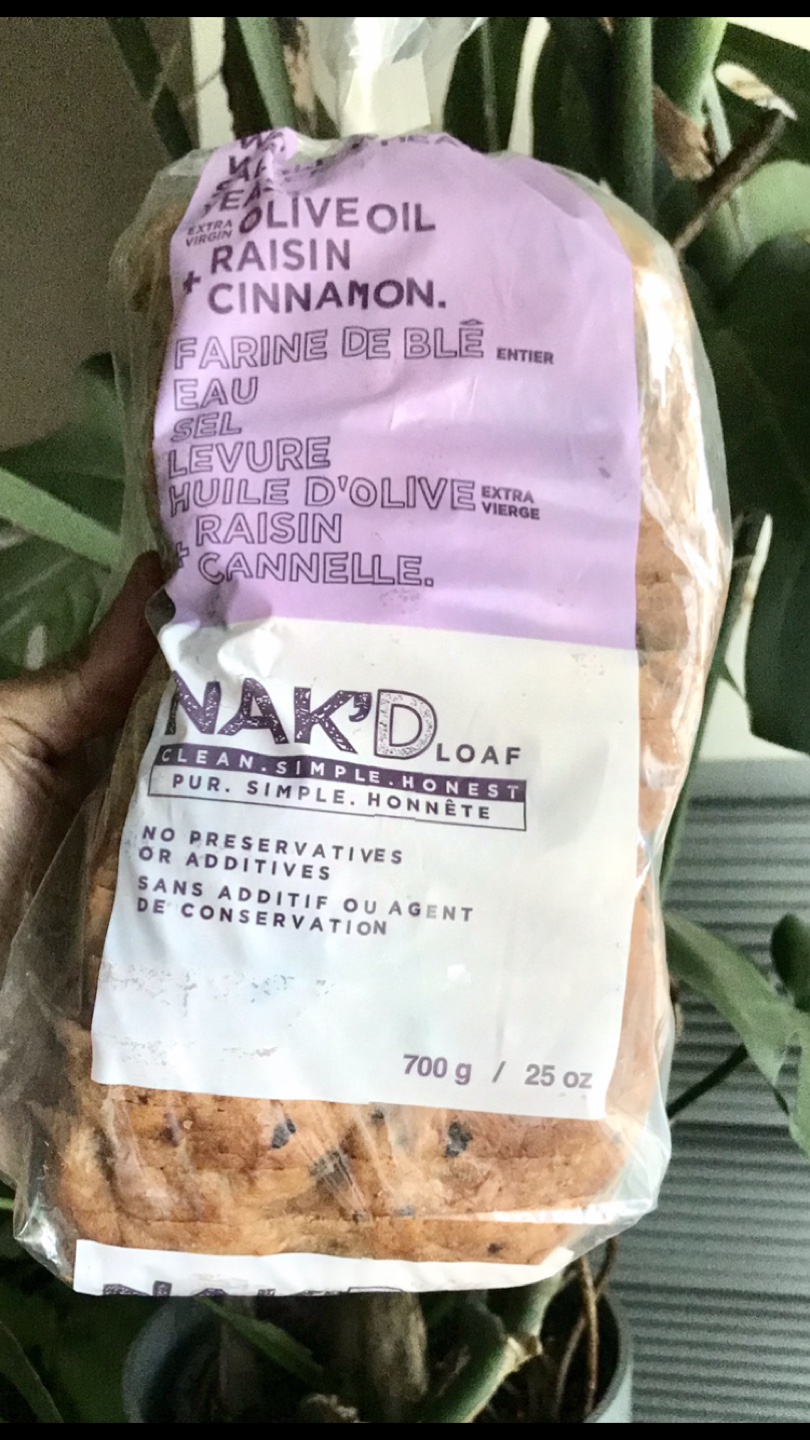 Sealed New Bread Loaf: “Nak’d” Cinnamon Raisin