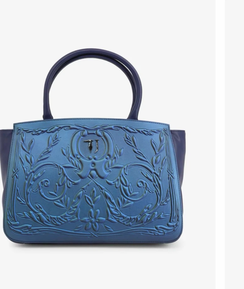 Trussardi Blue Embossed Tote Bag