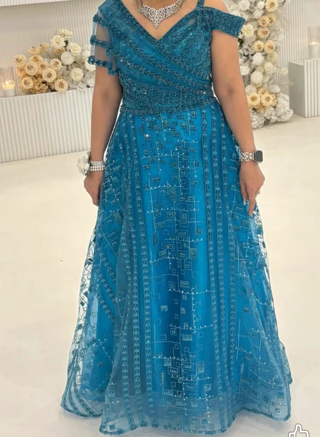 Teal Beaded Formal Gown