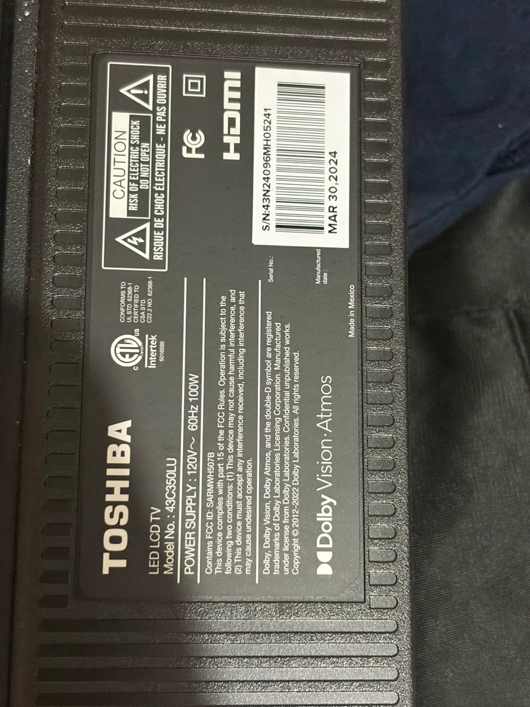 Toshiba 43C350LU 43-inch LED LCD TV - photo 2