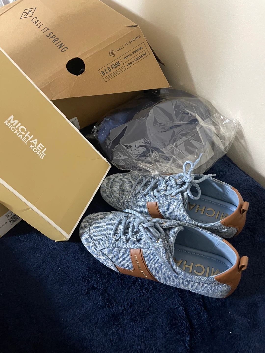 Michael Kors Keely Trainer Espadrille Blue/Brown Size 7M
