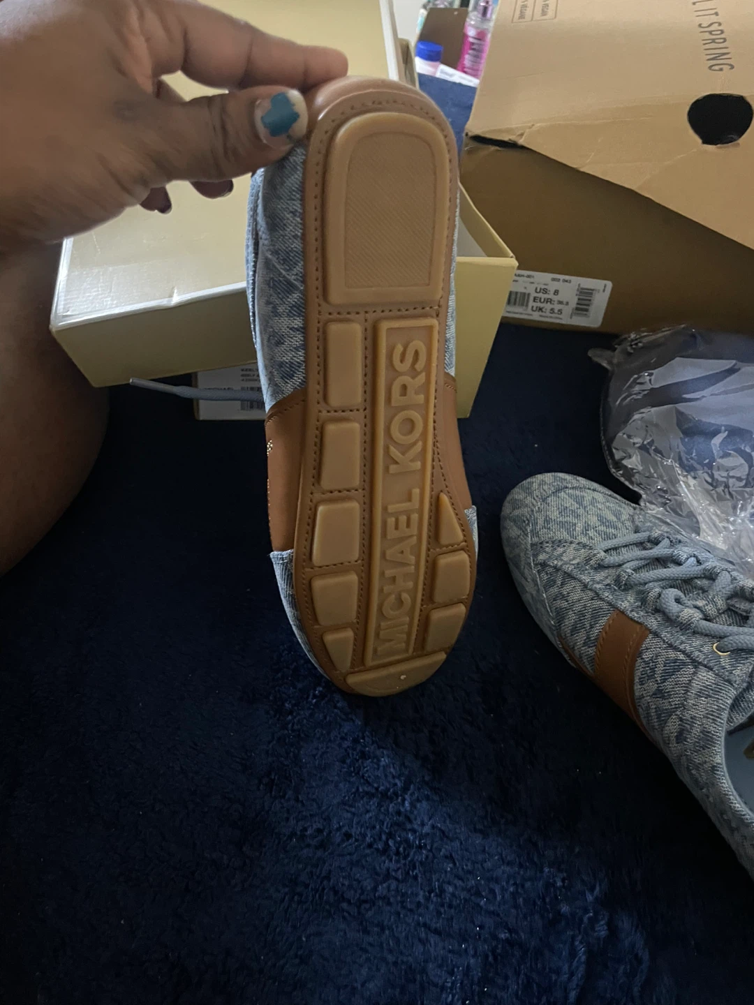 Michael Kors Keely Trainer Espadrille Blue/Brown Size 7M - photo 3