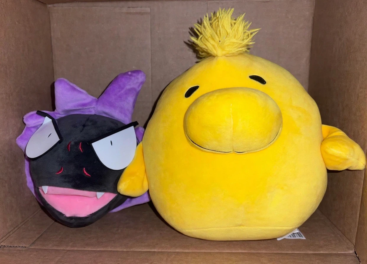 Pokemon Plush Lot - Gastly Halloweenk Purple + Psyduck Yellow