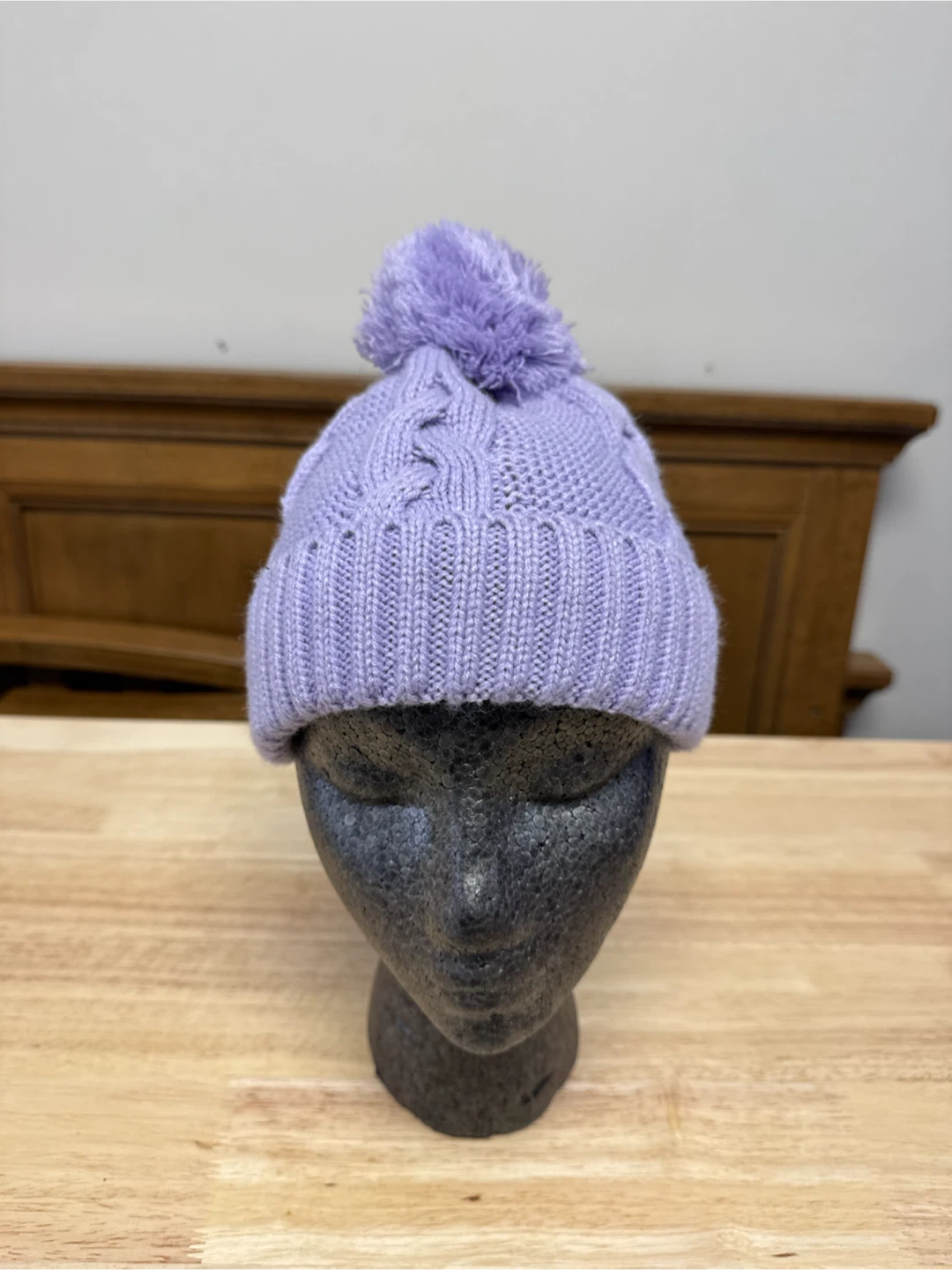 Light Purple Knit Pom Pom Beanie
