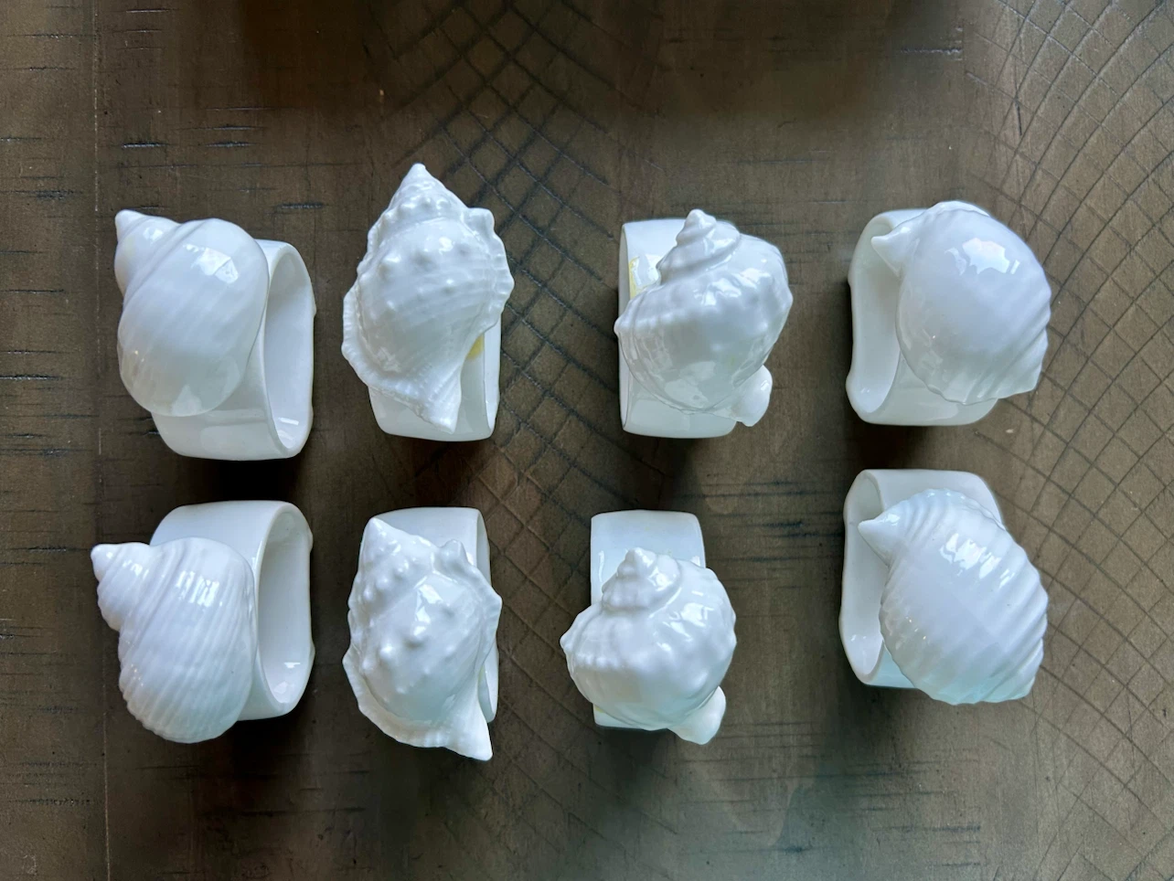 Set of 8 Genuine Bone China Conch Shell Napkin Rings - photo 4