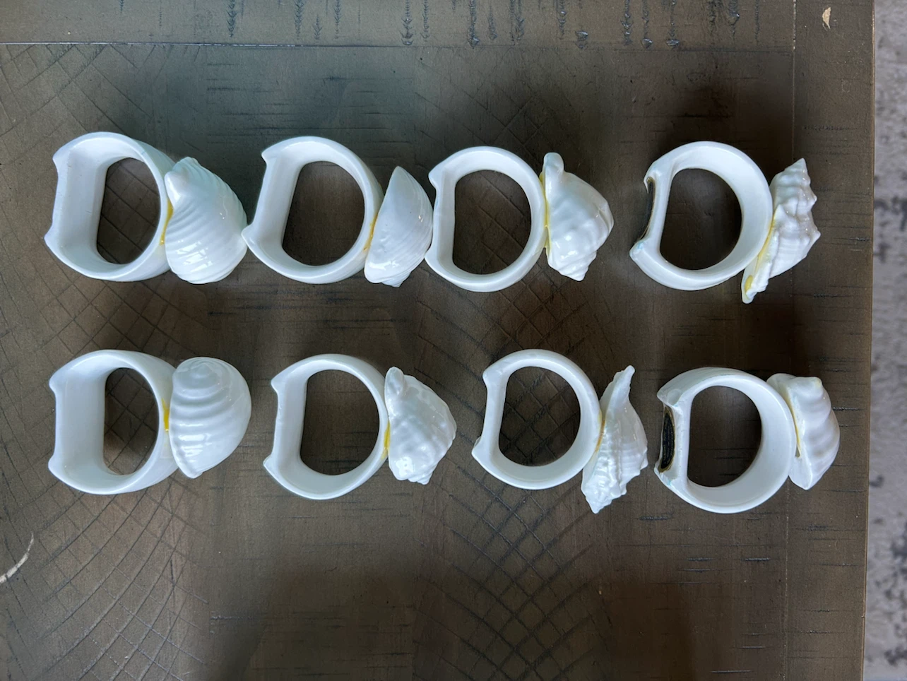 Set of 8 Genuine Bone China Conch Shell Napkin Rings - photo 5