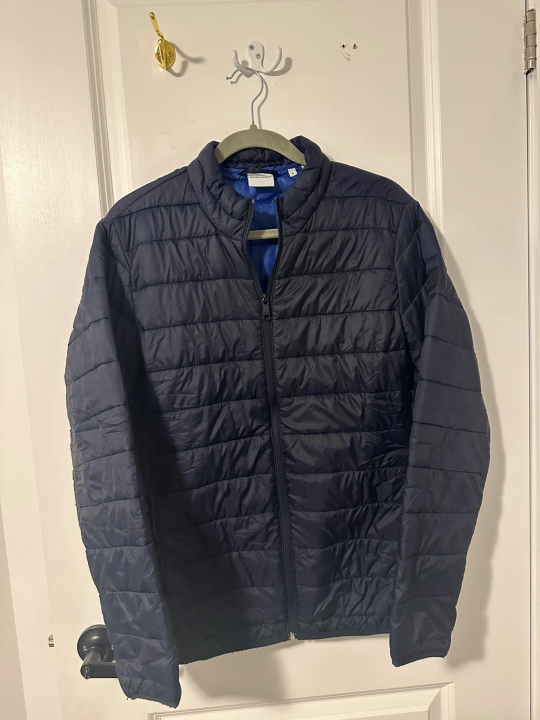 Jack & Jones Navy Puffer Jacket - Small