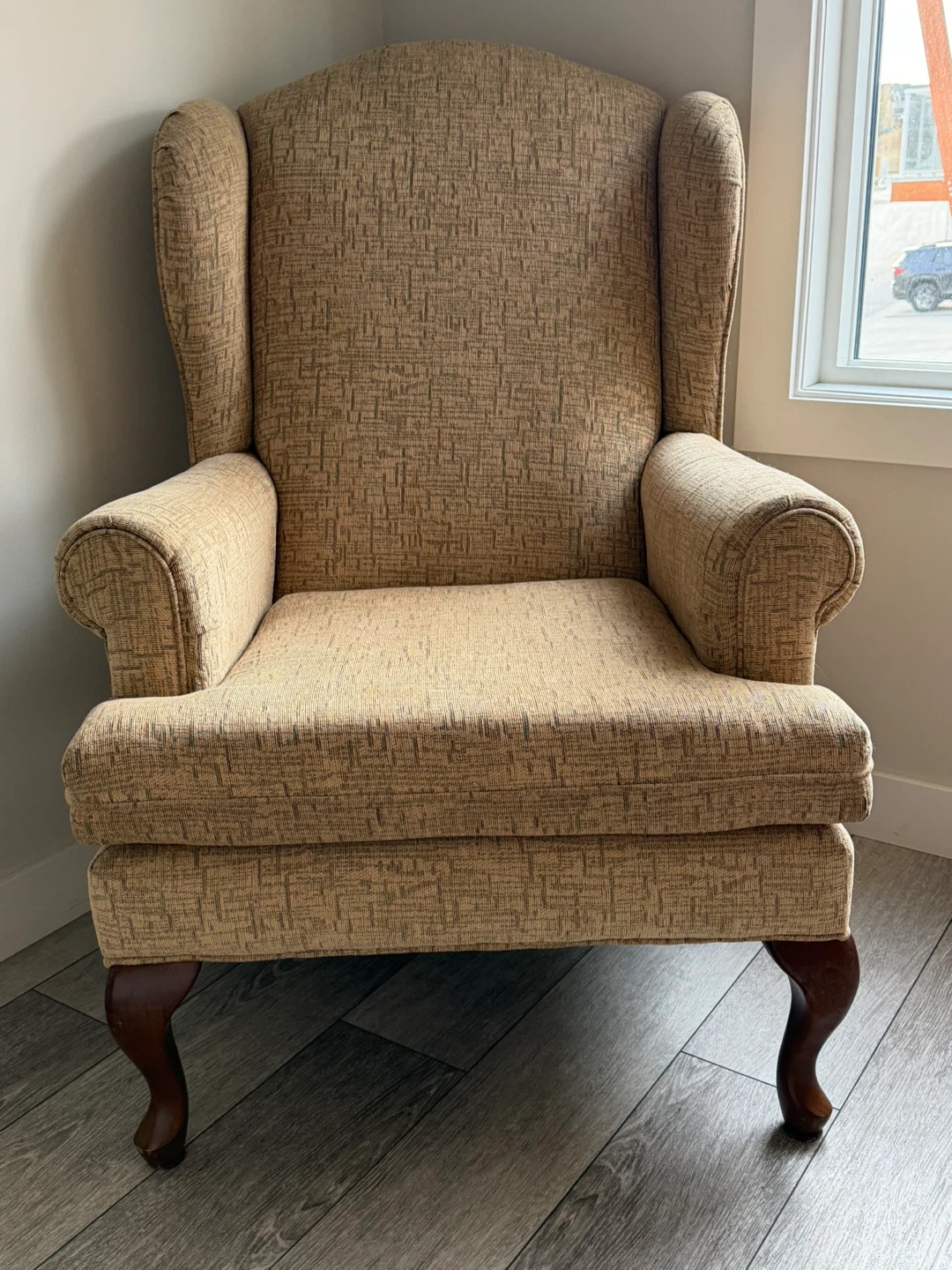 Beige Wingback Chair