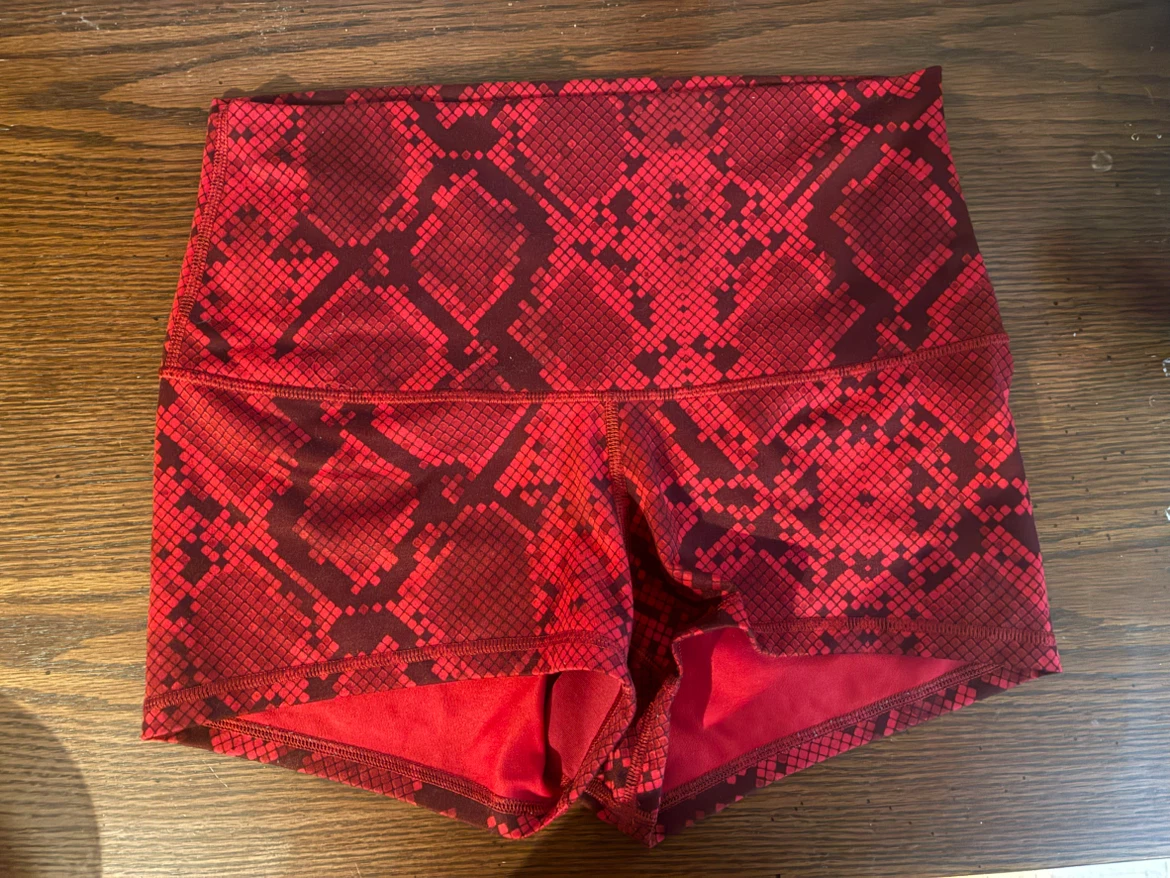 Lululemon Red Snakeskin Pattern Shorts