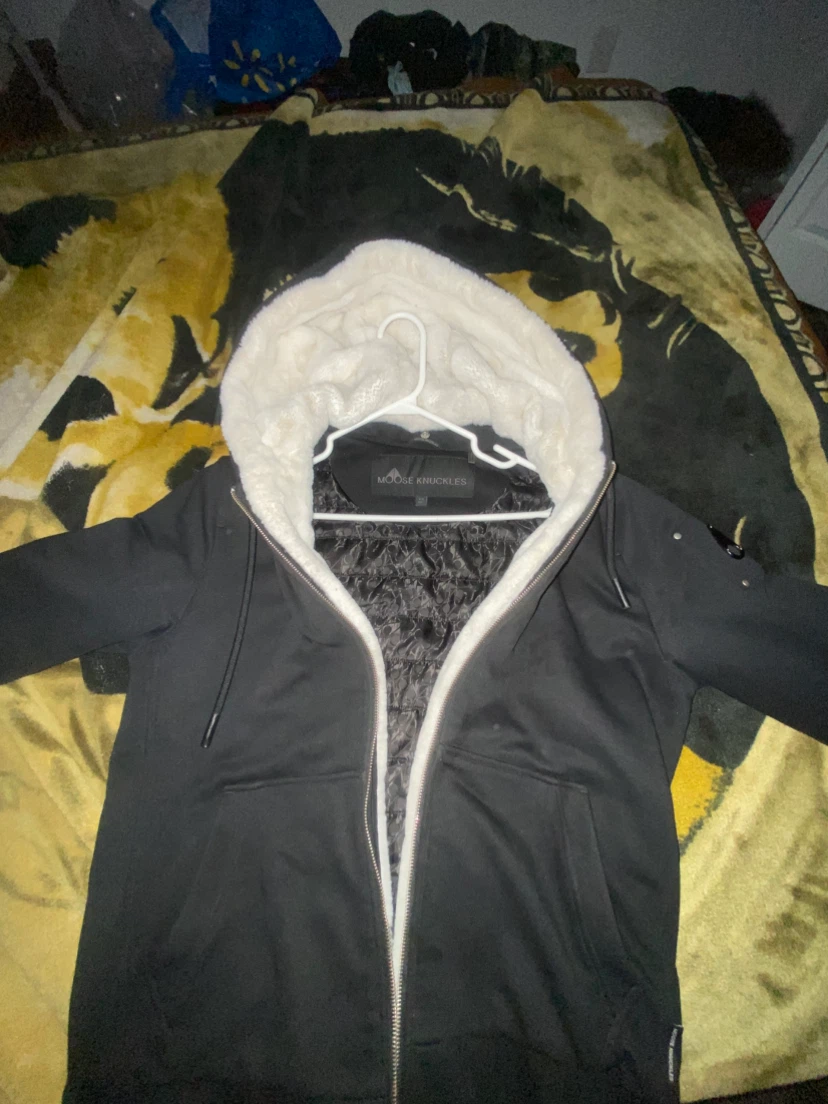 Moose Knuckles Black Zip-Up Hoodie - photo 2