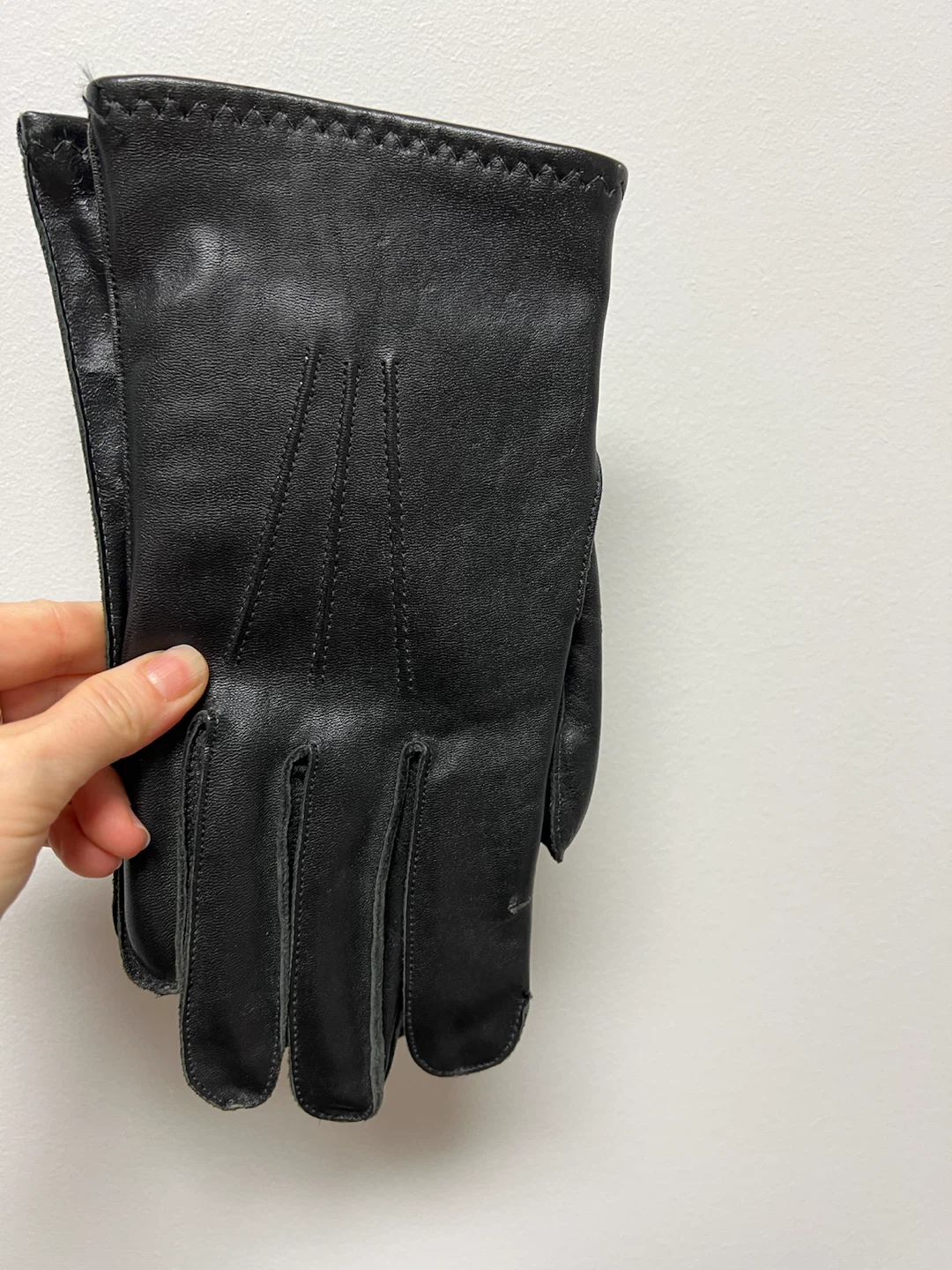 Black Leather Gloves Size 10