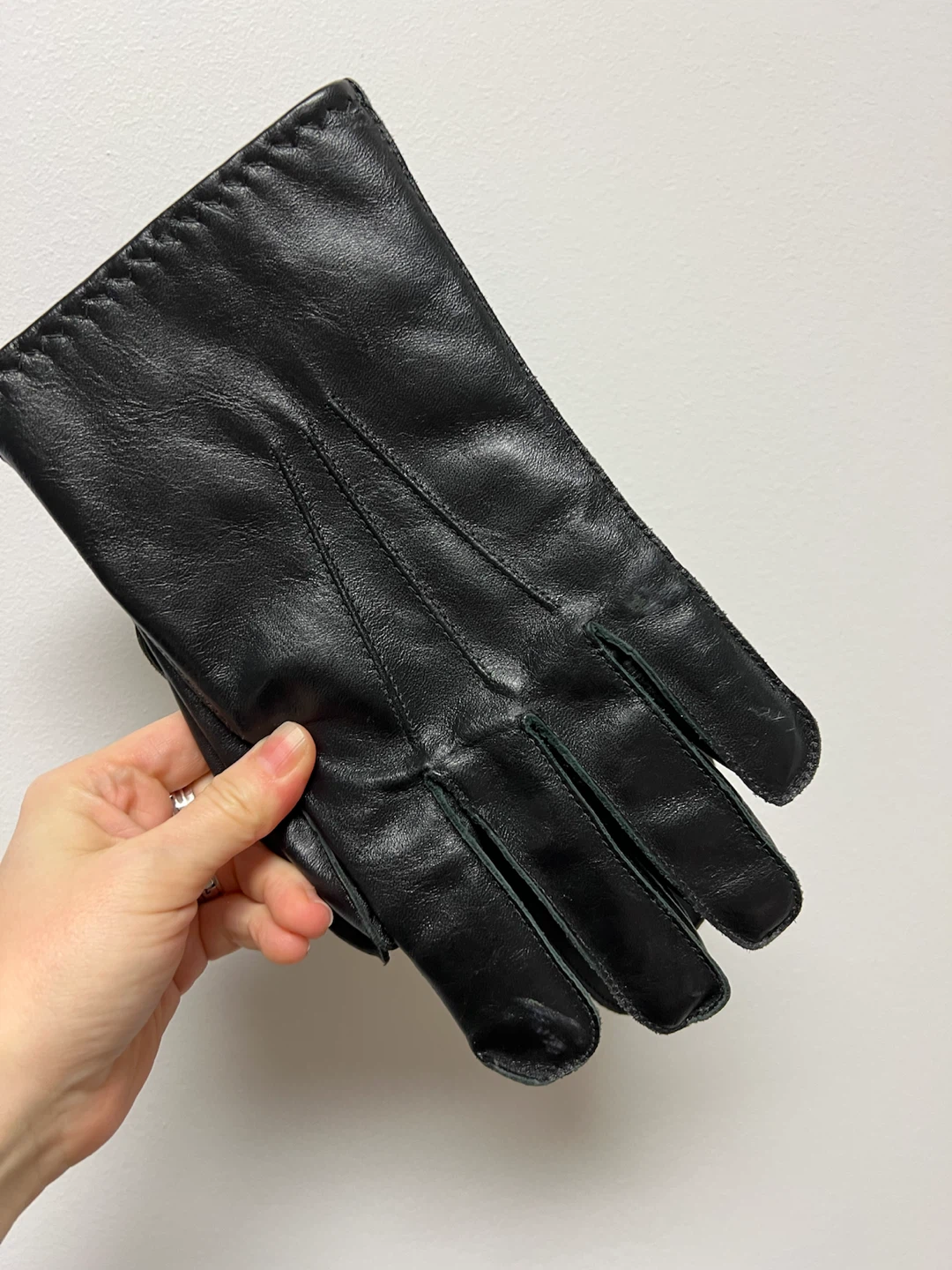 Black Leather Gloves Size 10 - photo 2