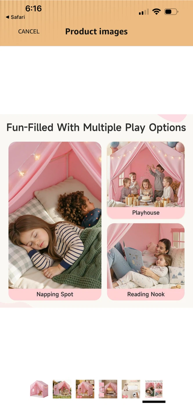 BNIB Sisticker Kids Play Tent Large Pink - photo 5