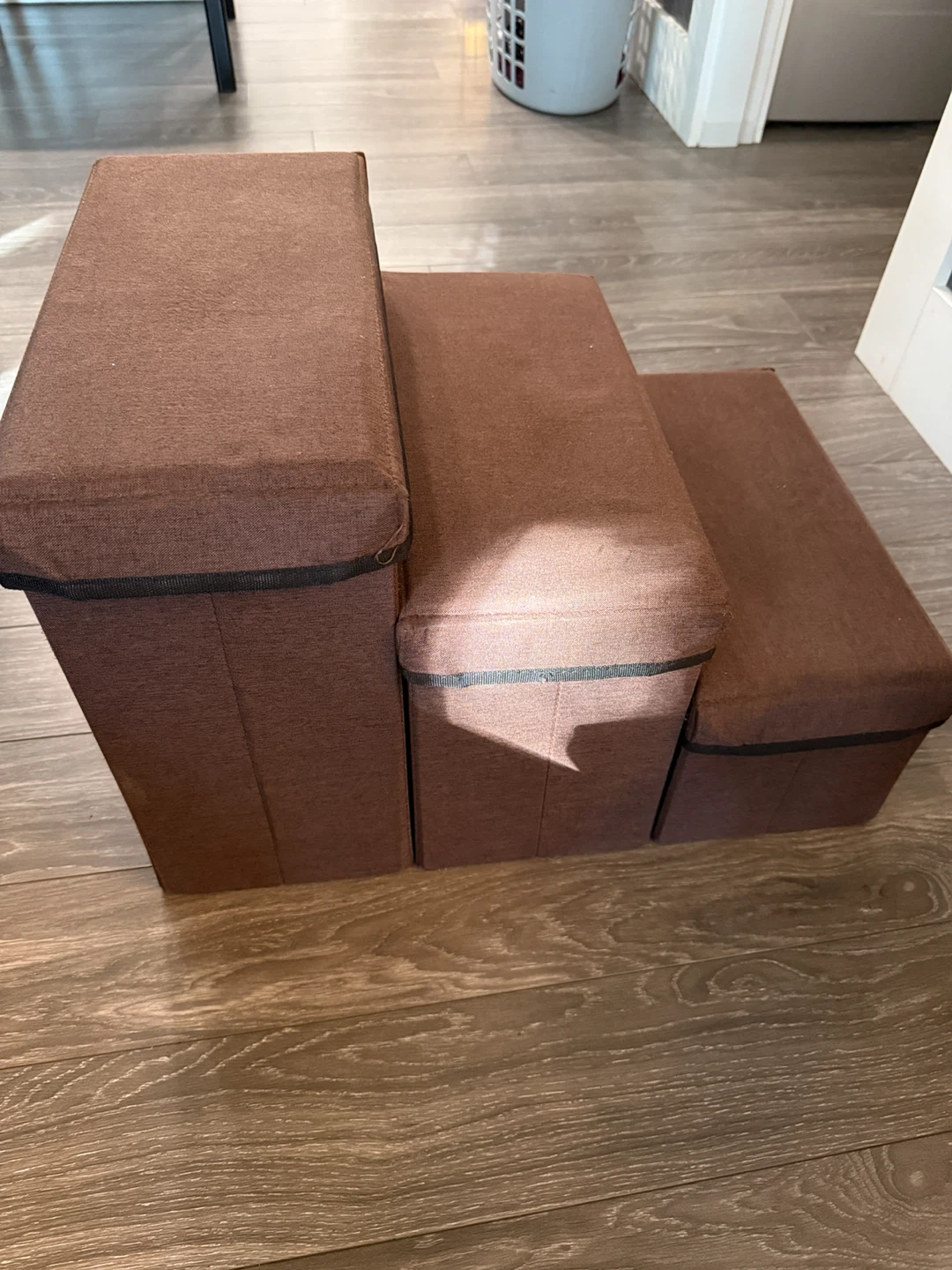 3-Step Folding Pet Stairs with Built-In Storage - Brown - photo 2