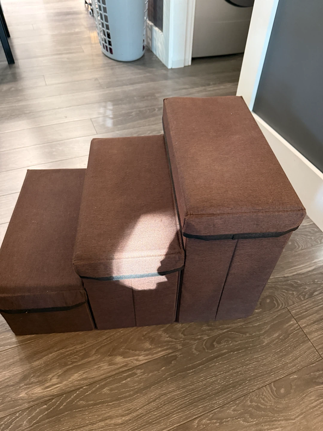 3-Step Folding Pet Stairs with Built-In Storage - Brown - photo 3