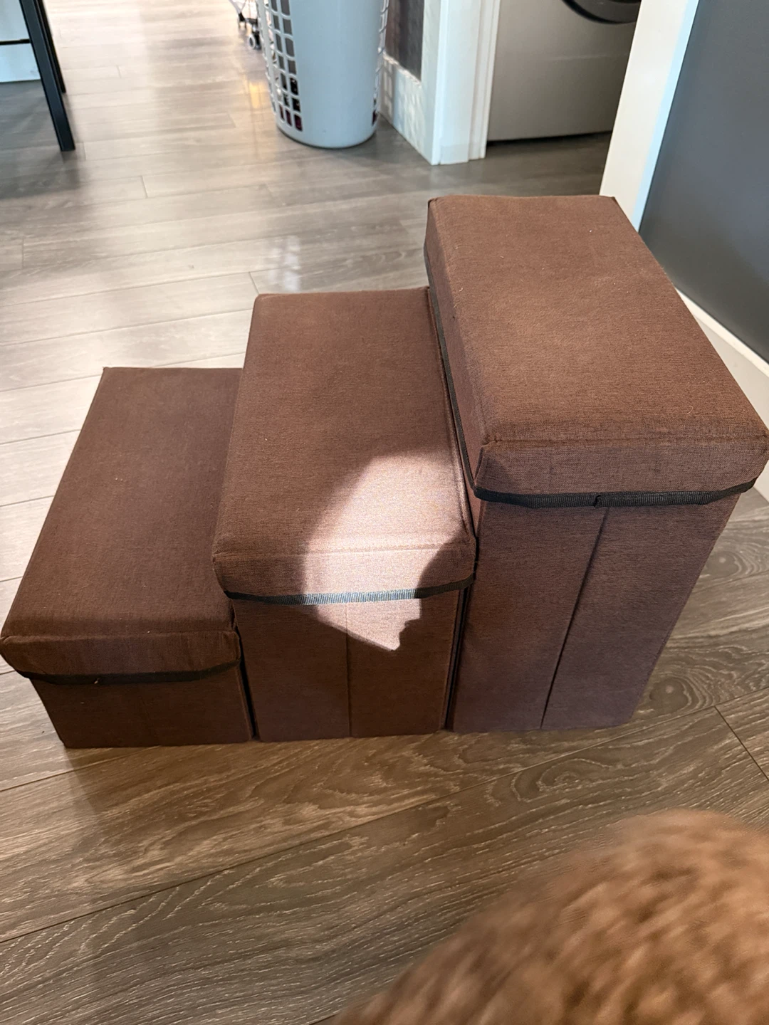 3-Step Folding Pet Stairs with Built-In Storage - Brown - photo 4