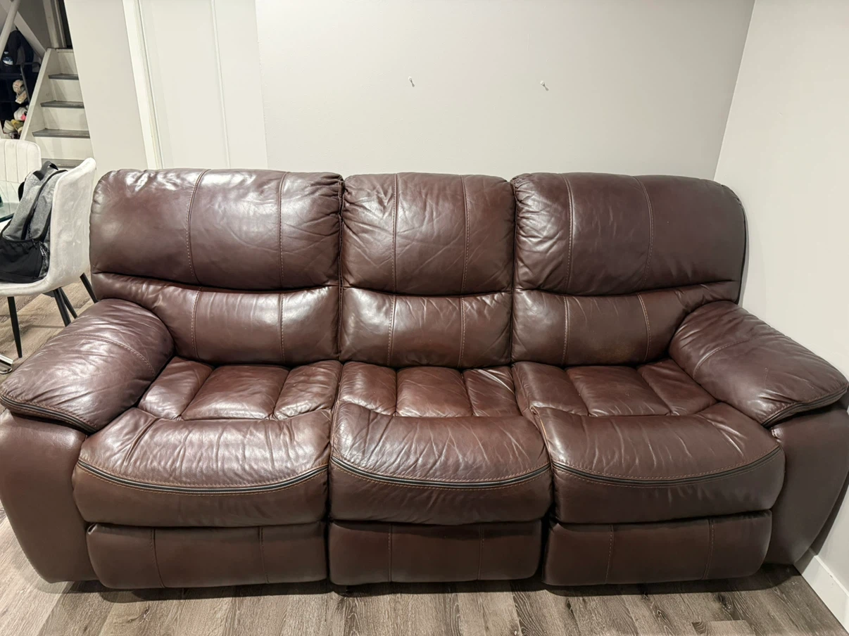 Dark Brown Leather Power Reclining Sofa