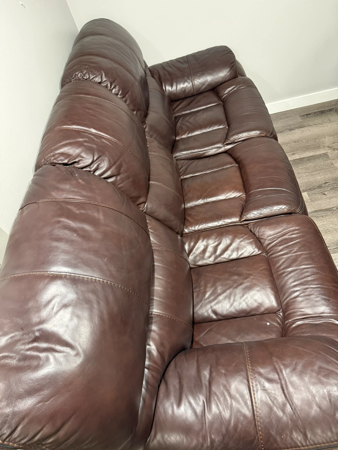 Dark Brown Leather Power Reclining Sofa - photo 3