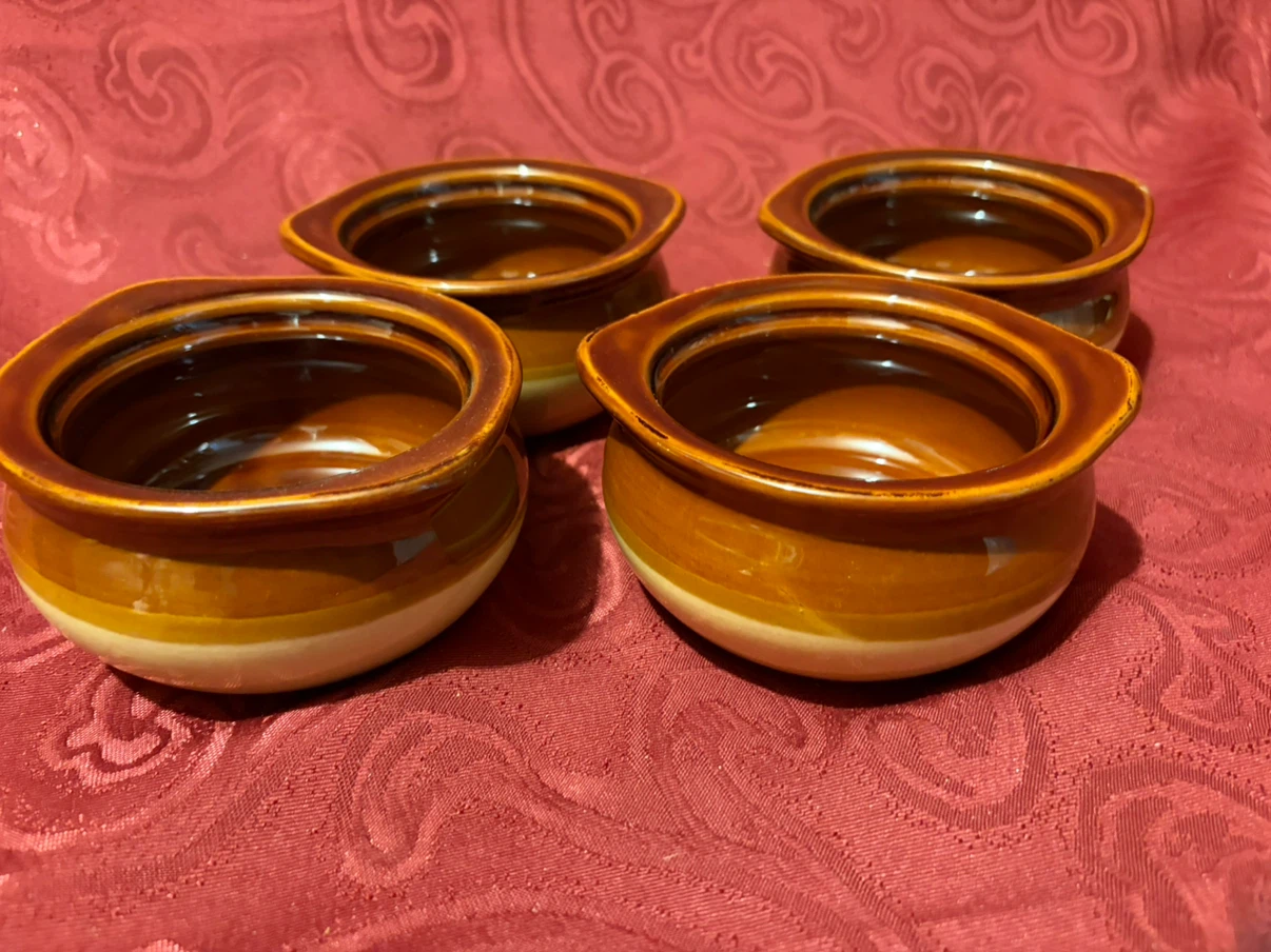 Set of 4 CAC China Brown Glazed Bowls