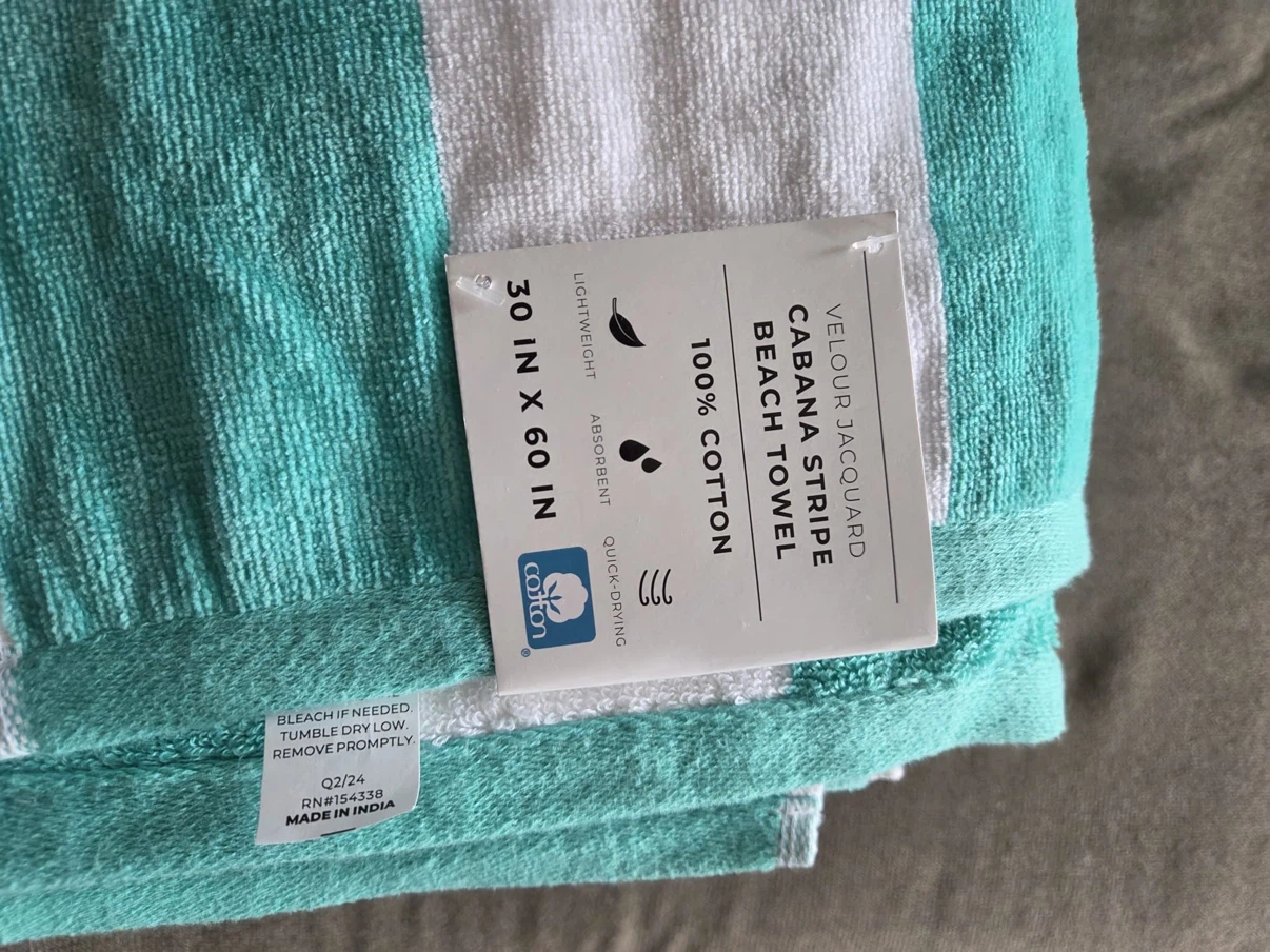 Velour Jacquard Cabana Stripe Beach Towel