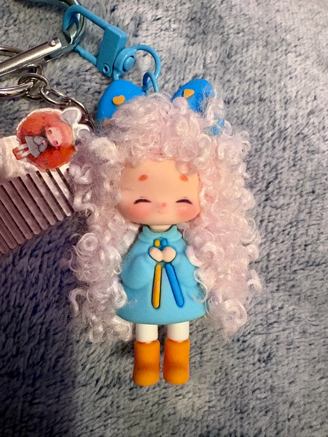 Happy Girl Doll Keychain with Comb