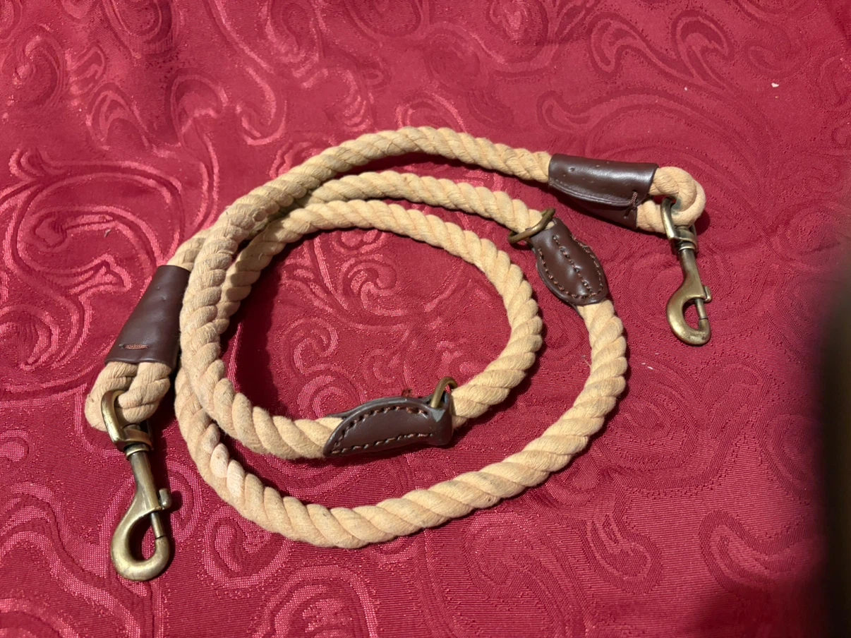 Rope Dog Leash with Leather Accents