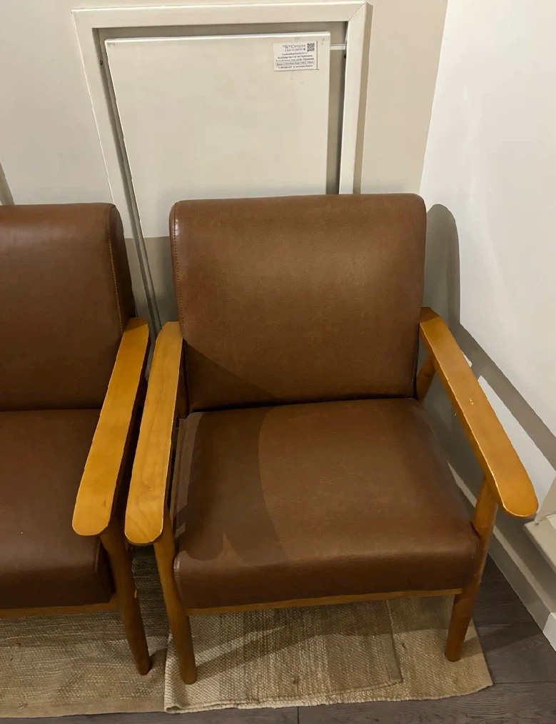 Set of Two Mid-Century Style Faux Leather Armchairs