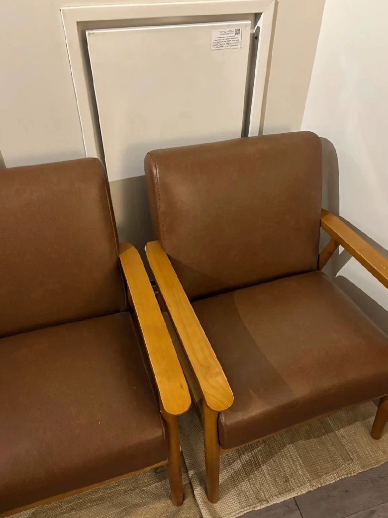 Set of Two Mid-Century Style Faux Leather Armchairs - photo 3